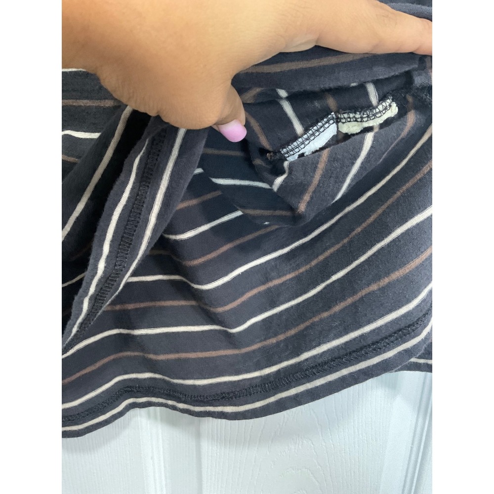 Madewell Womens S Striped Turtleneck Top Charcoal Brown Cream Long Sleeve - Picture 4 of 8